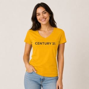 Legacy Gold Wordmark Tee – Ladies V-Neck