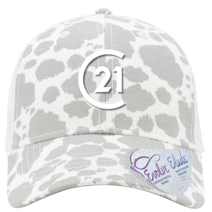 Infinity Her - White/Grey Cow Print Cap