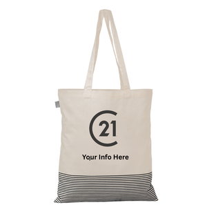 Cotton Black Stripe Tote Bag - Personalized - NEW