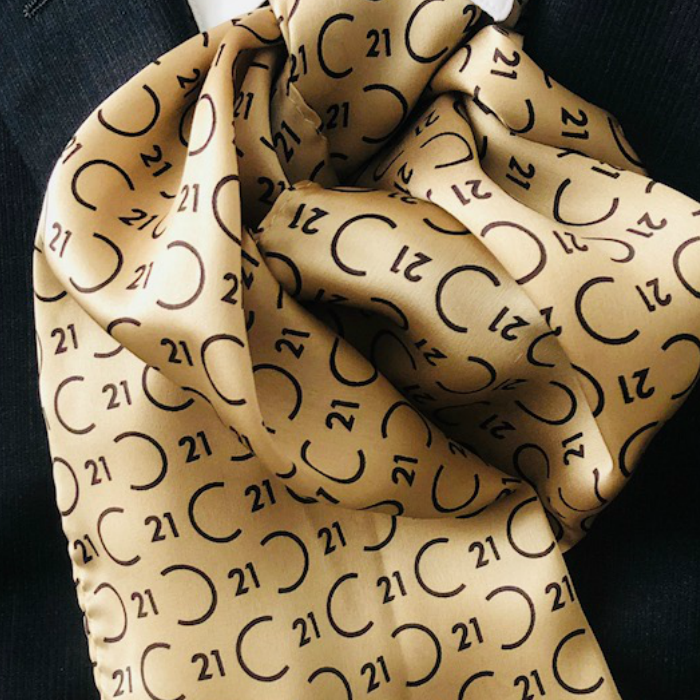 Relentless Gold Silk Scarf Long